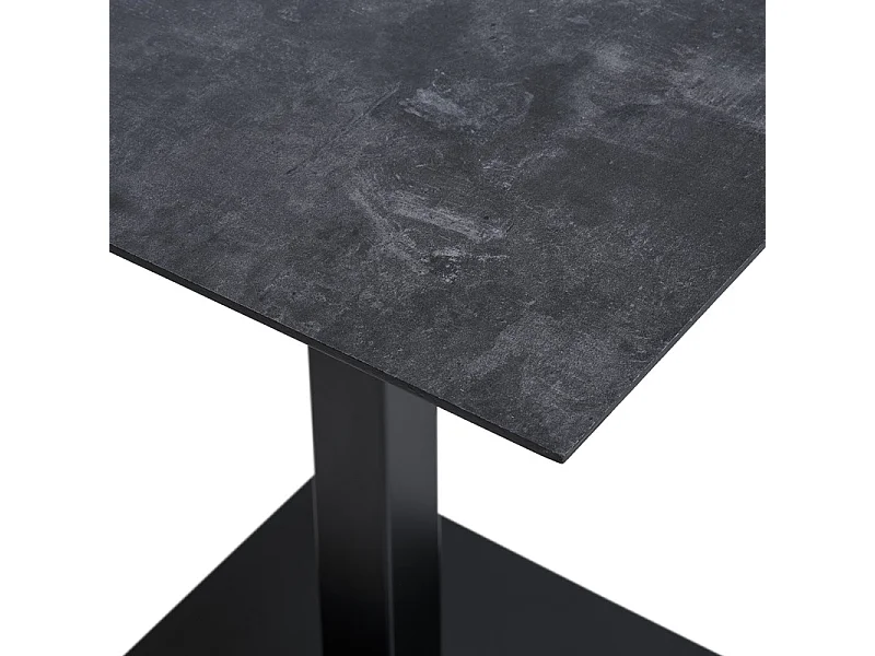FADO-Table de café 2 personnes décor pierre et acier 70x70 cm