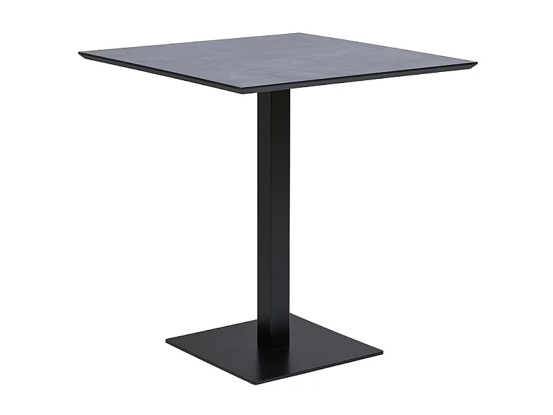 FADO-Table de café 2 personnes décor pierre et acier 70x70 cm