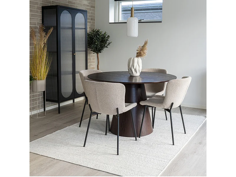 DOMIO- Table à manger ronde 4 personnes ø120 cm noyer