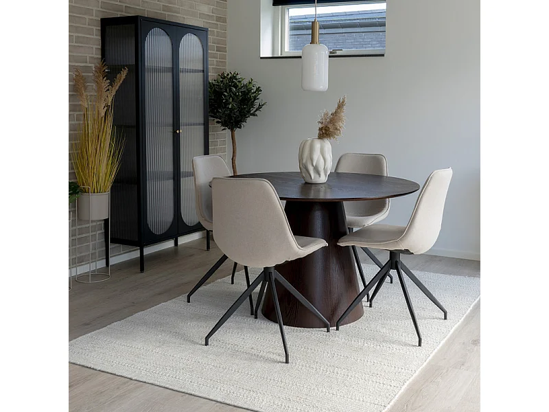 DOMIO- Table à manger ronde 4 personnes ø120 cm noyer