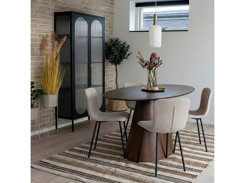 DOMIO-Table à manger ovale 6 personnes 160 cm noyer