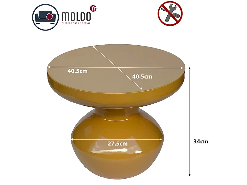 LOU-Table basse d'appoint acier laqué Mustard