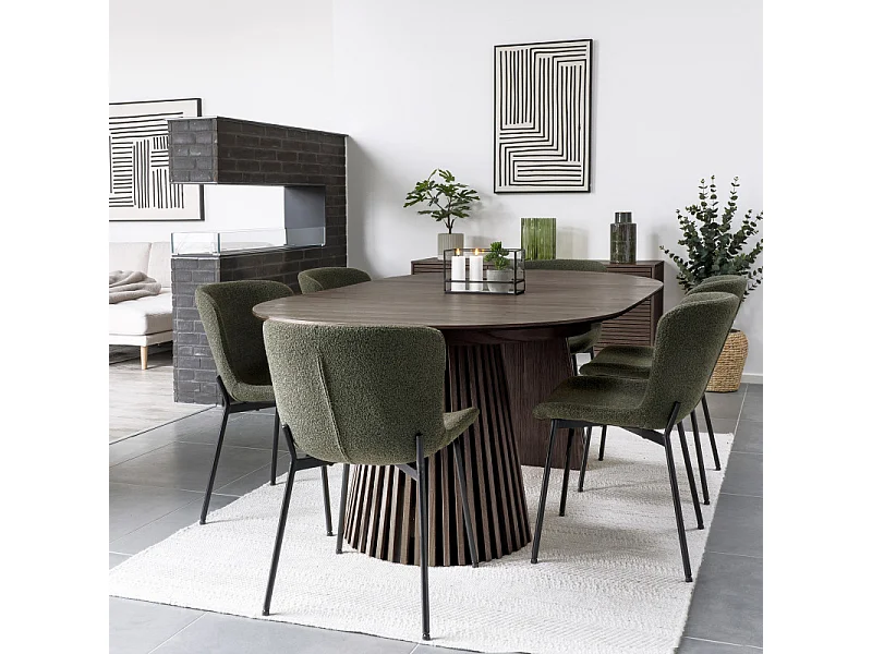 KAIRN-Table extensible 6/8 personnes ø120cm (160/200cm) chêne fumé