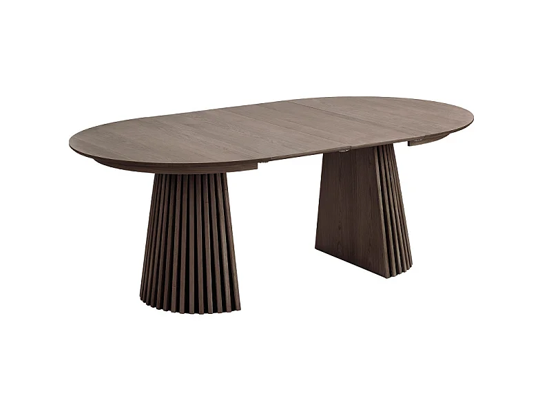KAIRN-Table extensible 6/8 personnes ø120cm (160/200cm) chêne fumé