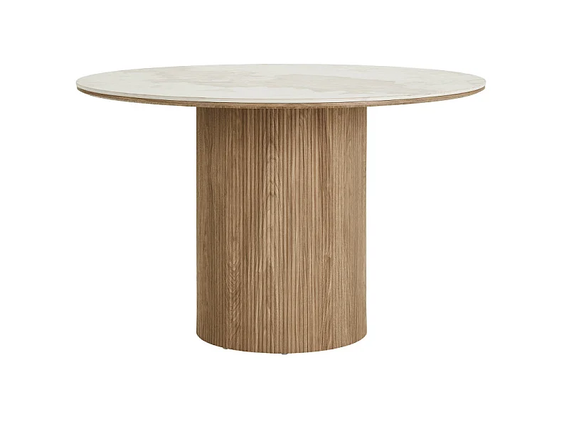 RHOD-Table à manger ronde 4 personnes ø120cm en céramique et bois