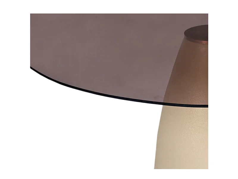 DYLON-Table à manger 4 personnes D140 cm en verre fumé/Ivoire