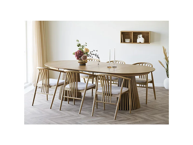 KAIRN-Table extensible 10/12 personnes ø120cm (160/200/240) chêne