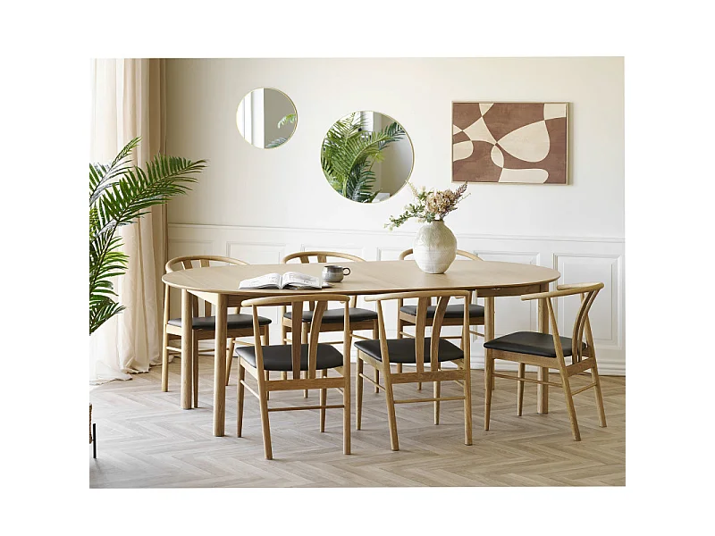 RIMINI-Table à manger extensible Ø120 cm (170-220 cm) chêne naturel