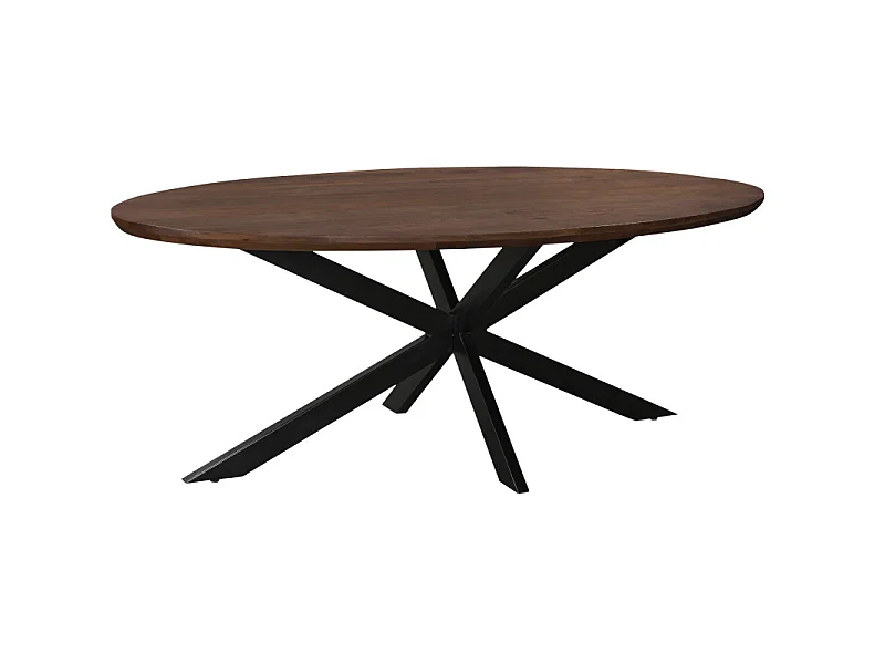 MACY-Table à manger ovale 8/10 personnes 210 cm en bois massif brun