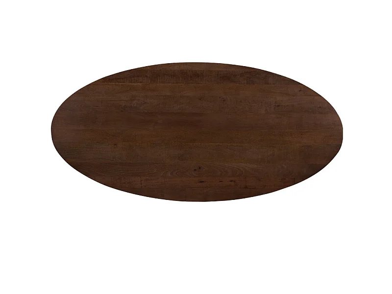 MACY-Table à manger ovale 8/10 personnes 210 cm en bois massif brun
