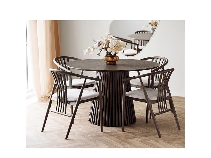 KAIRN- Table à manger ronde 4 personnes ø120 cm chêne fumé