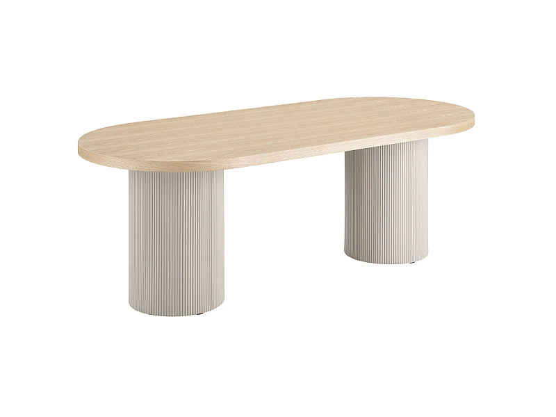 ASH-Table à manger ovale 8/10 personnes 220 cm, frêne et sable