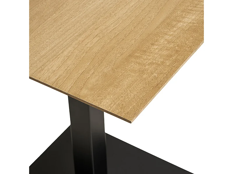 FADO-Table de café 2 personnes décor bois et acier 70x70 cm