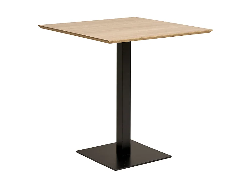 FADO-Table de café 2 personnes décor bois et acier 70x70 cm