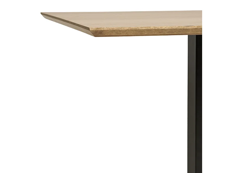 FADO-Table de café 2 personnes décor bois et acier 70x70 cm