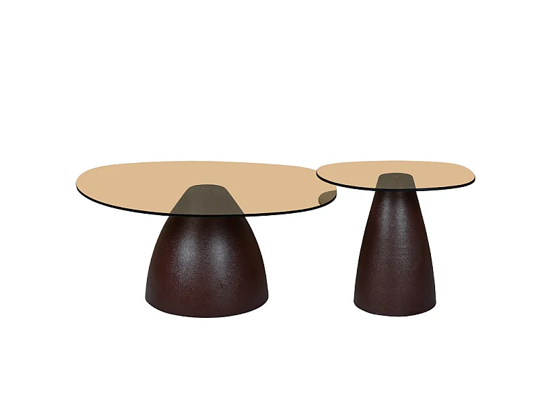 MUSH-Tavolino organico D86 cm in vetro fumé ed Expresso