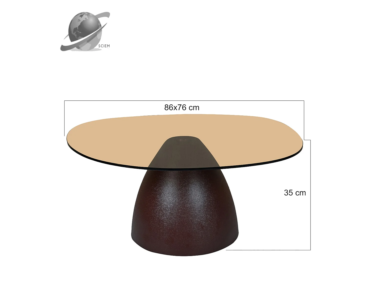 MUSH-Tavolino organico D86 cm in vetro fumé ed Expresso