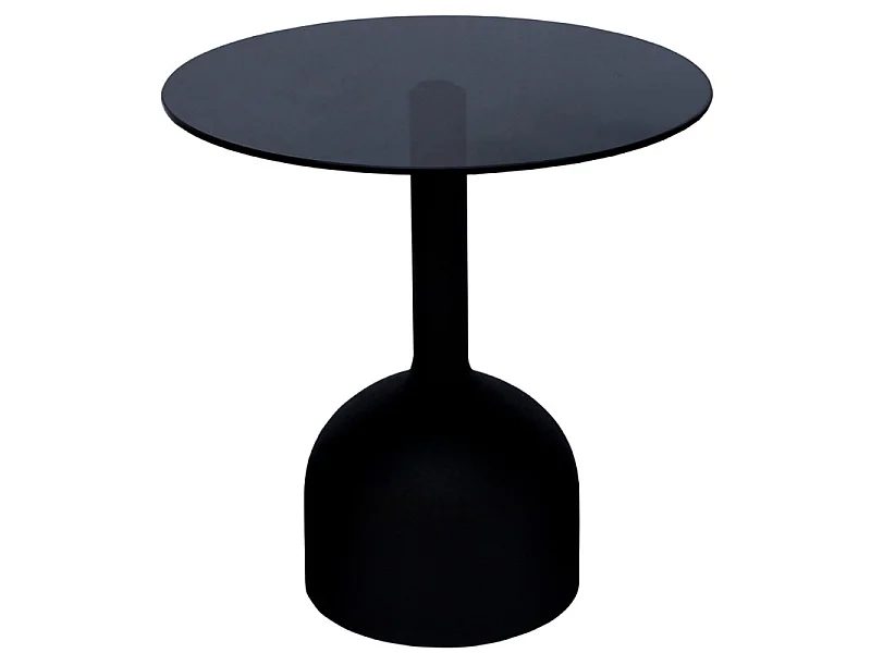 MIRO-Mesa de centro D55 cm cristal negro y acero lacado