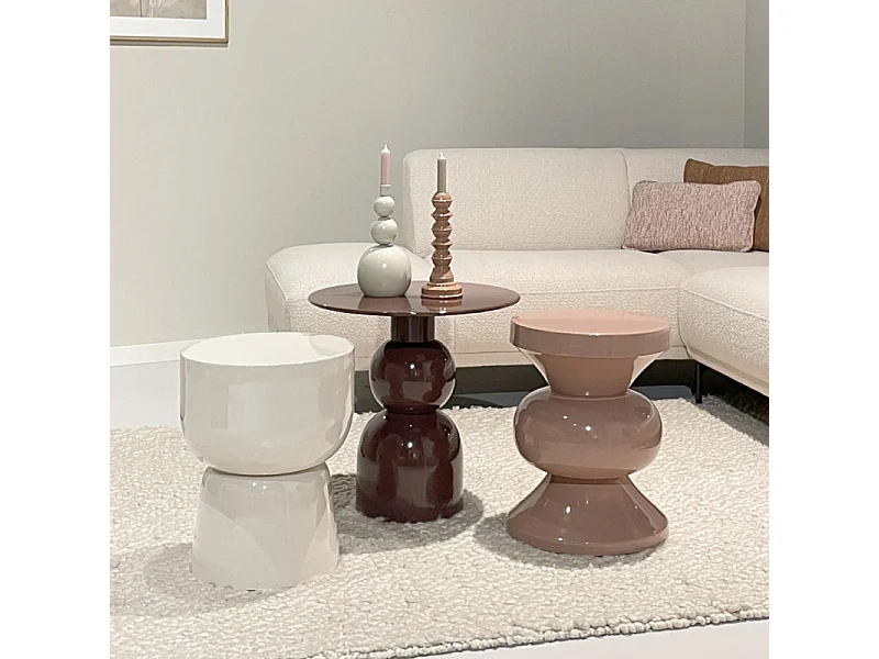OLA-Table basse d'appoint acier laqué Vintage Pink