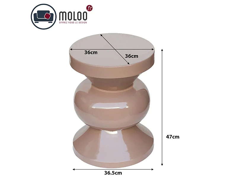 OLA-Table basse d'appoint acier laqué Vintage Pink
