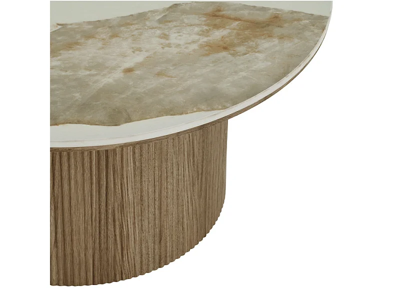 RHOD-Tavolino in ceramica e effetto legno ø80 cm