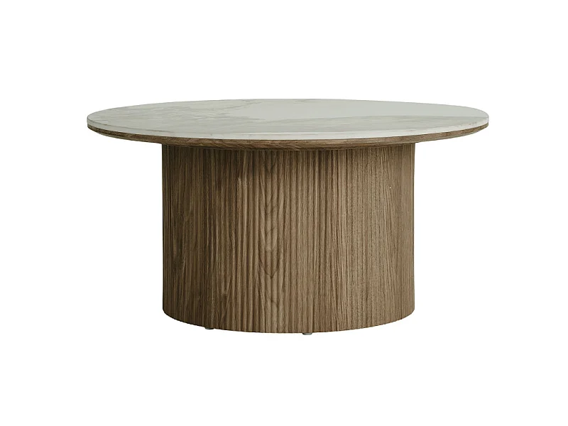 RHOD-Tavolino in ceramica e effetto legno ø80 cm