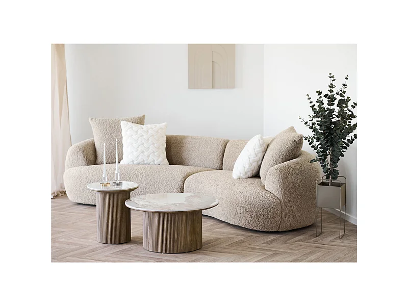 RHOD-Tavolino in ceramica e effetto legno ø80 cm