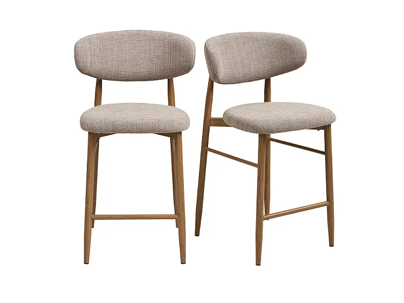 MYA-Set di 2 sgabelli tortora e effeto rovere