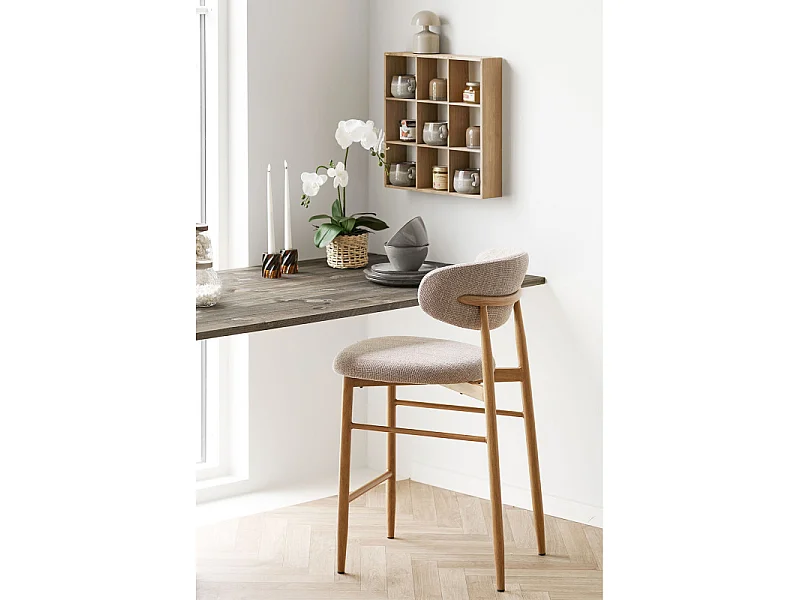 MYA-Set di 2 sgabelli tortora e effeto rovere