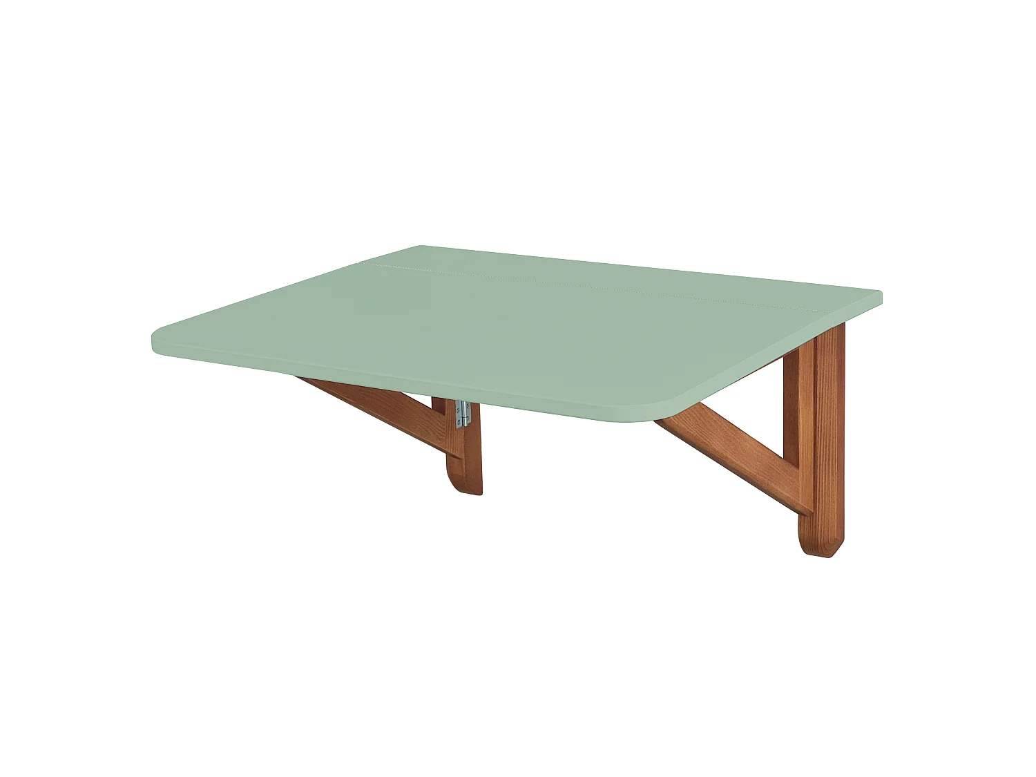 Table murale pliante Klapp 100 cm vert sauge | Pieds en frêne finition chêne