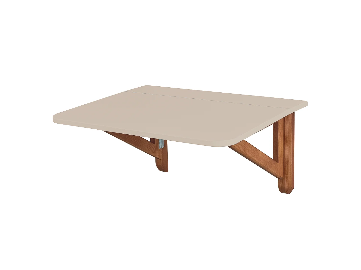Table murale rabattable rectangulaire 60 x 70 cm Klapp | Beige brun | Pieds en frêne teinté chêne | Pour 2 personnes | Petit bureau
