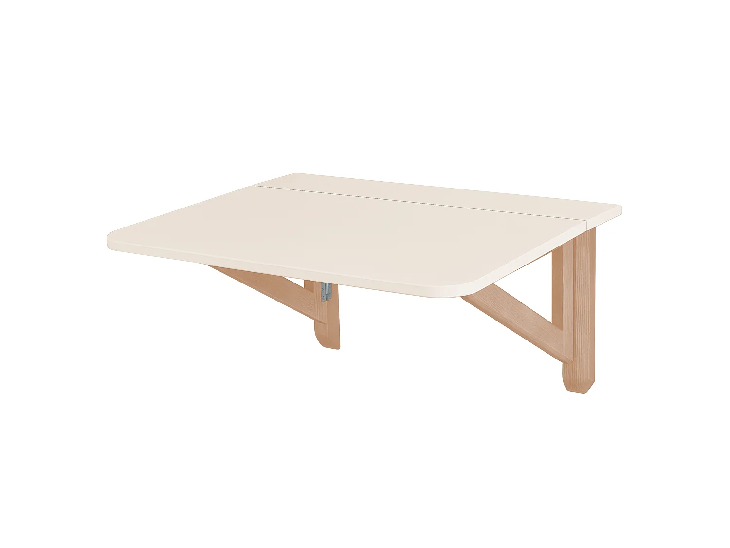 Table murale pliante Klapp 100 cm blanc craie | Pieds en frêne naturel