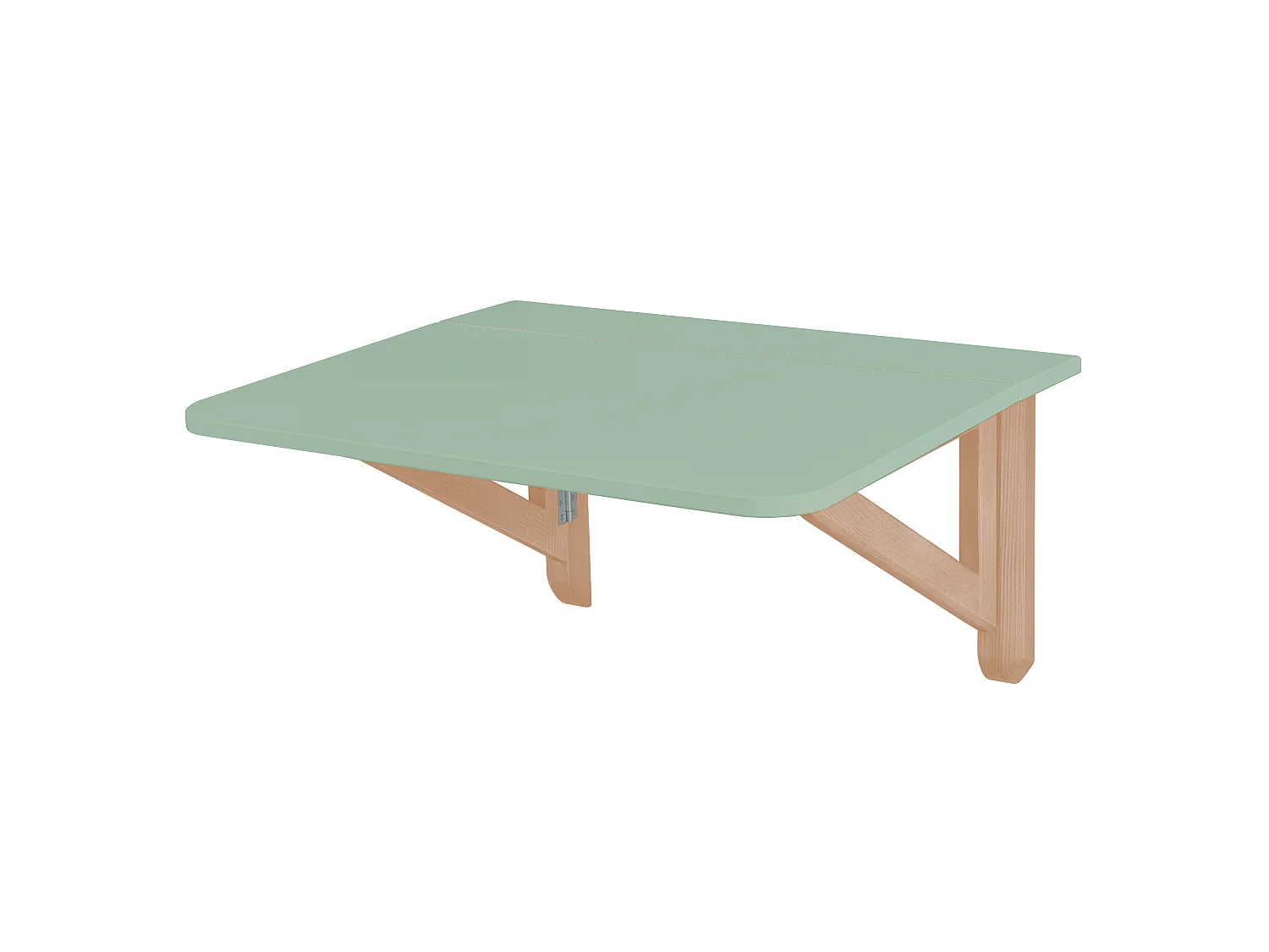 Table murale pliante Klapp 100 cm vert sauge | Pieds en frêne naturel