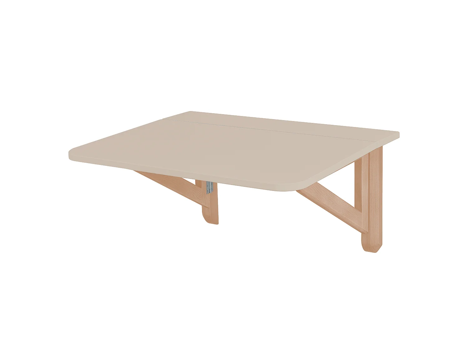 Table murale rabattable rectangulaire 60 x 70 cm Klapp | Beige brun | Pieds en frêne naturel | Pour 2 personnes | Petit bureau