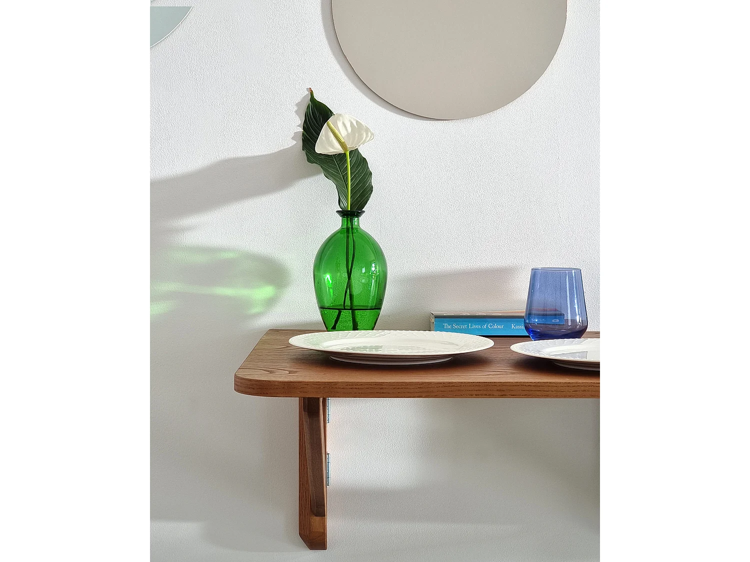 Table Murale Rabattable 60 x 100 Klapp, noyer, placage frêne, pour 2 personnes,Table murale pliable étagère rabattable, petit bureau, Ragaba