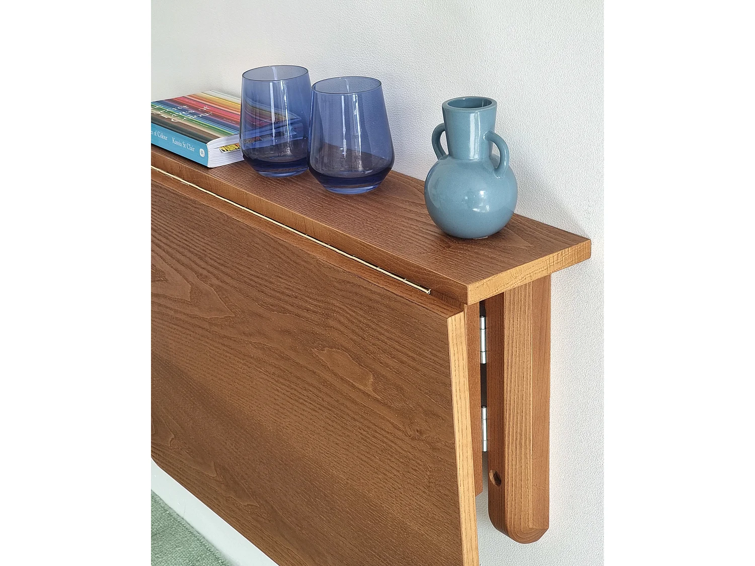 Table Murale Rabattable 60 x 100 Klapp, chêne, placage frêne, pour 2 personnes, Table murale pliable étagère rabattable, petit bureau, Ragaba