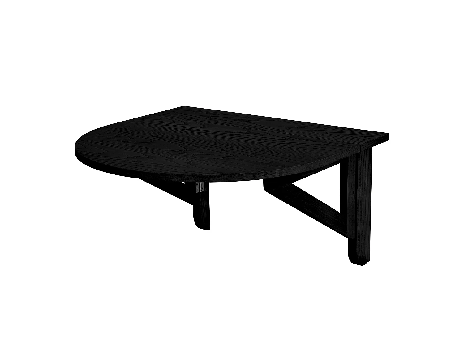 Table murale pliante demi-ovale Klapp 70 x 65 cm pour 2 personnes | Petit bureau | Placage frêne finition noir