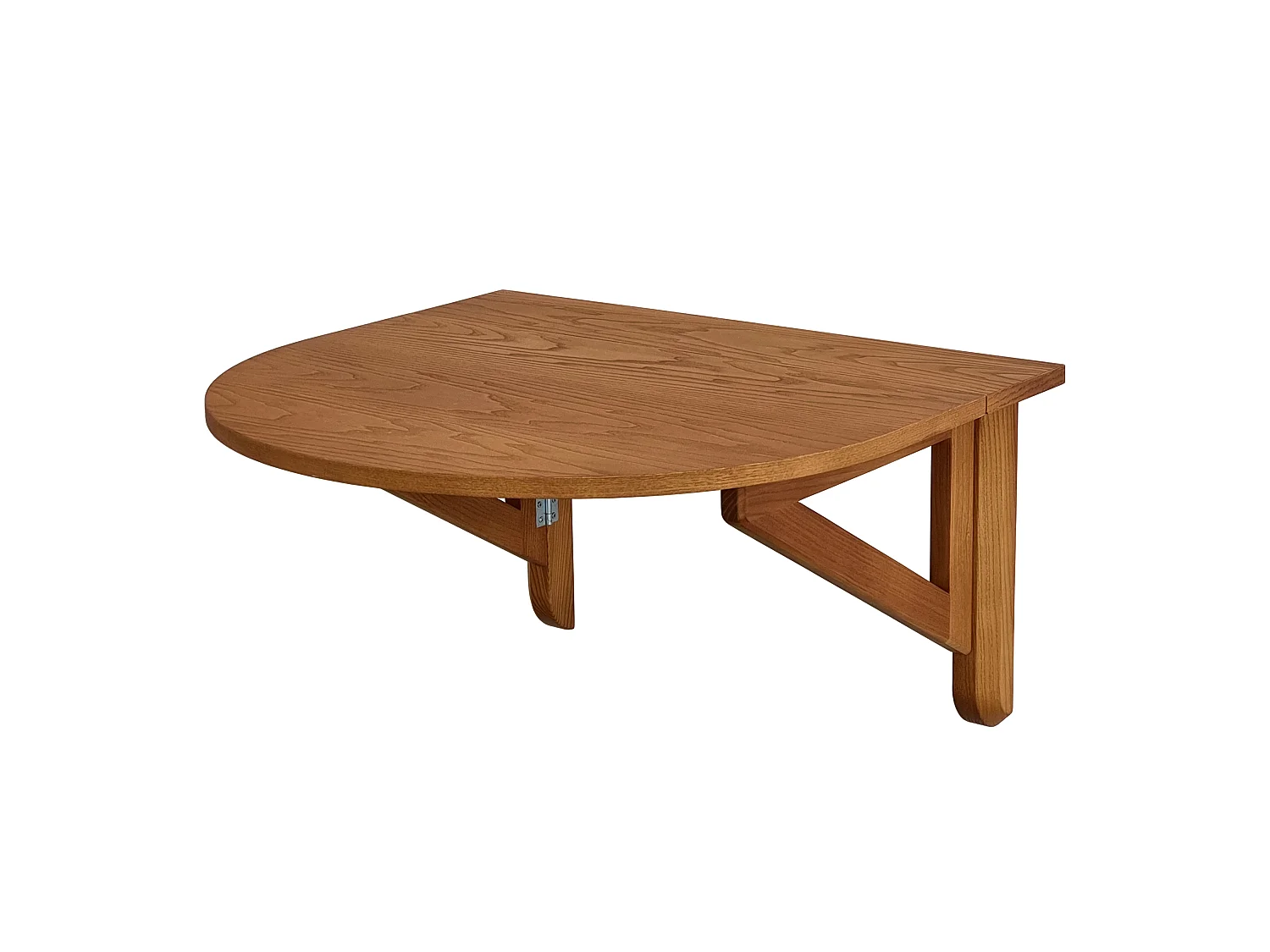 Table murale pliante demi-ovale Klapp 70 x 65 cm pour 2 personnes | Petit bureau | Placage frêne finition chêne
