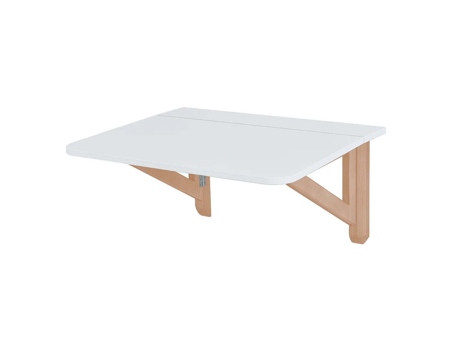 Table murale rabattable rectangulaire 60 x 70 cm Klapp | Blanc | Pieds en frêne naturel | Pour 2 personnes | Petit bureau