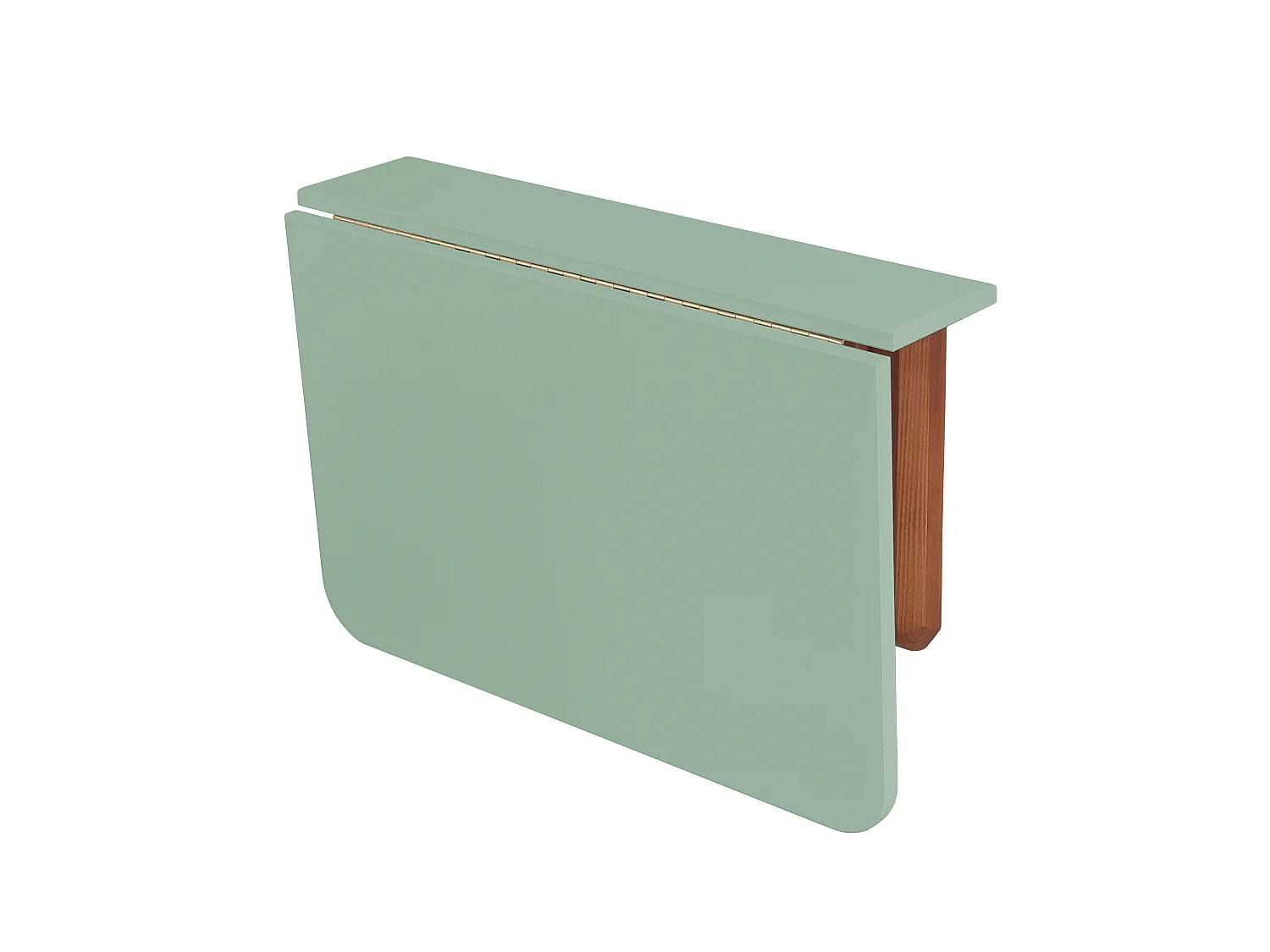 Table murale rabattable rectangulaire 60 x 70 cm Klapp | Vert sauge | Pieds en frêne teinté chêne | Pour 2 personnes | Petit bureau