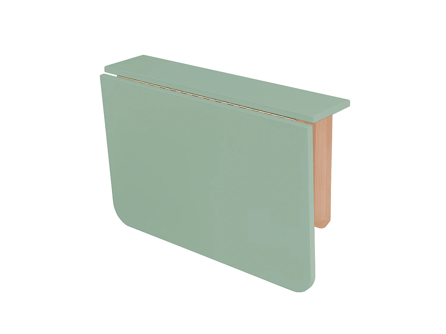 Table murale rabattable rectangulaire 60 x 70 cm Klapp | Vert sauge | Pieds en frêne naturel | Pour 2 personnes | Petit bureau