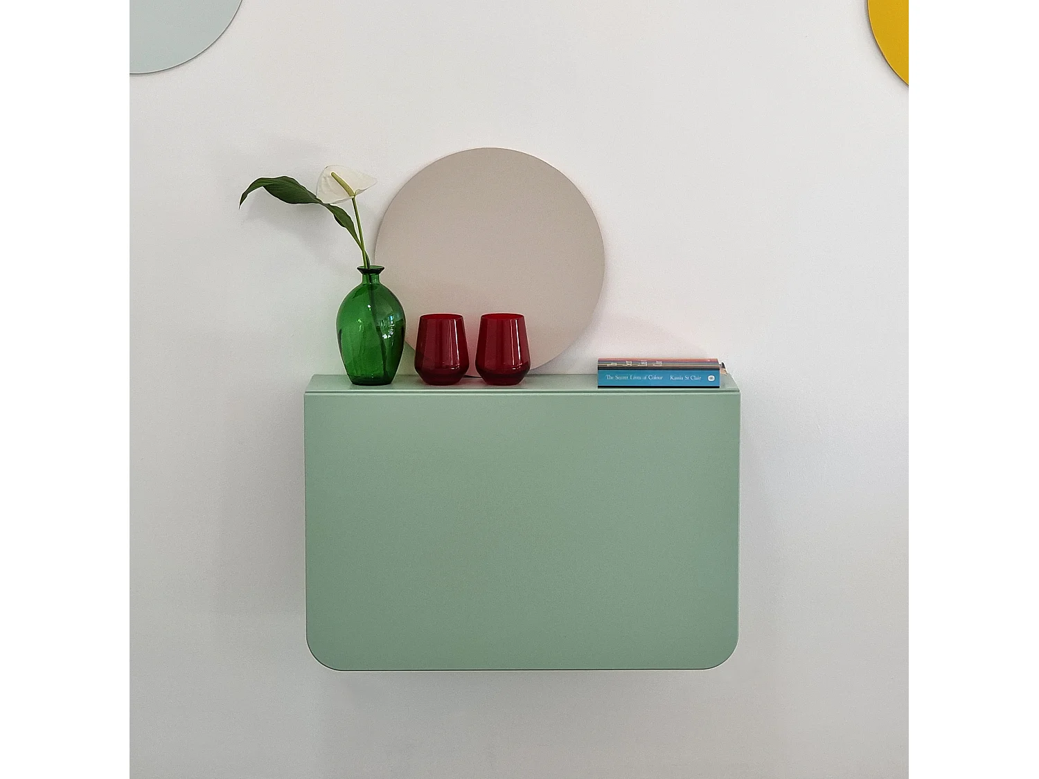 Table murale pliante Klapp 100 cm blanc | Pieds en frêne finition chêne