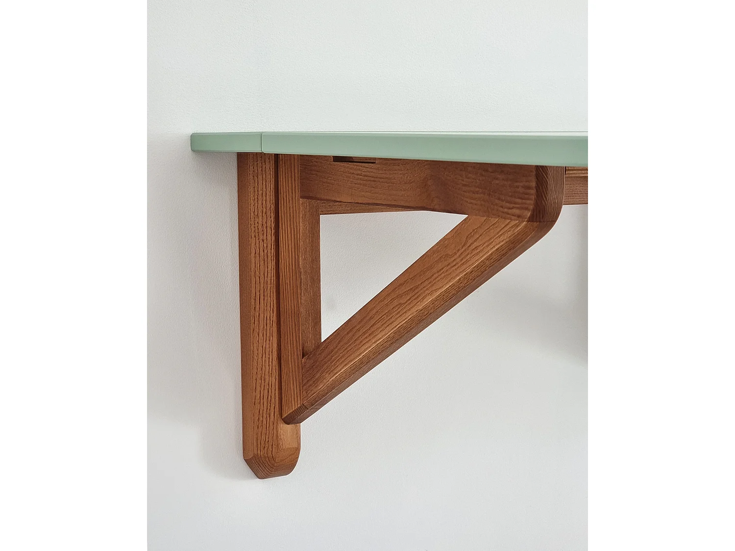 Table murale pliante Klapp 100 cm blanc craie | Pieds en frêne finition chêne
