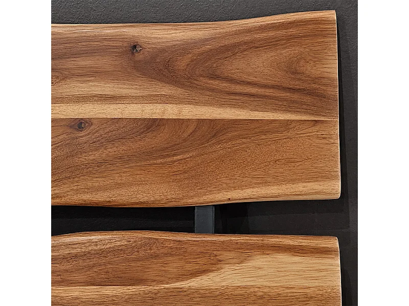 Lit 140 x 190 cm bois de chêne massif et pieds en métal noir - OTTAWA