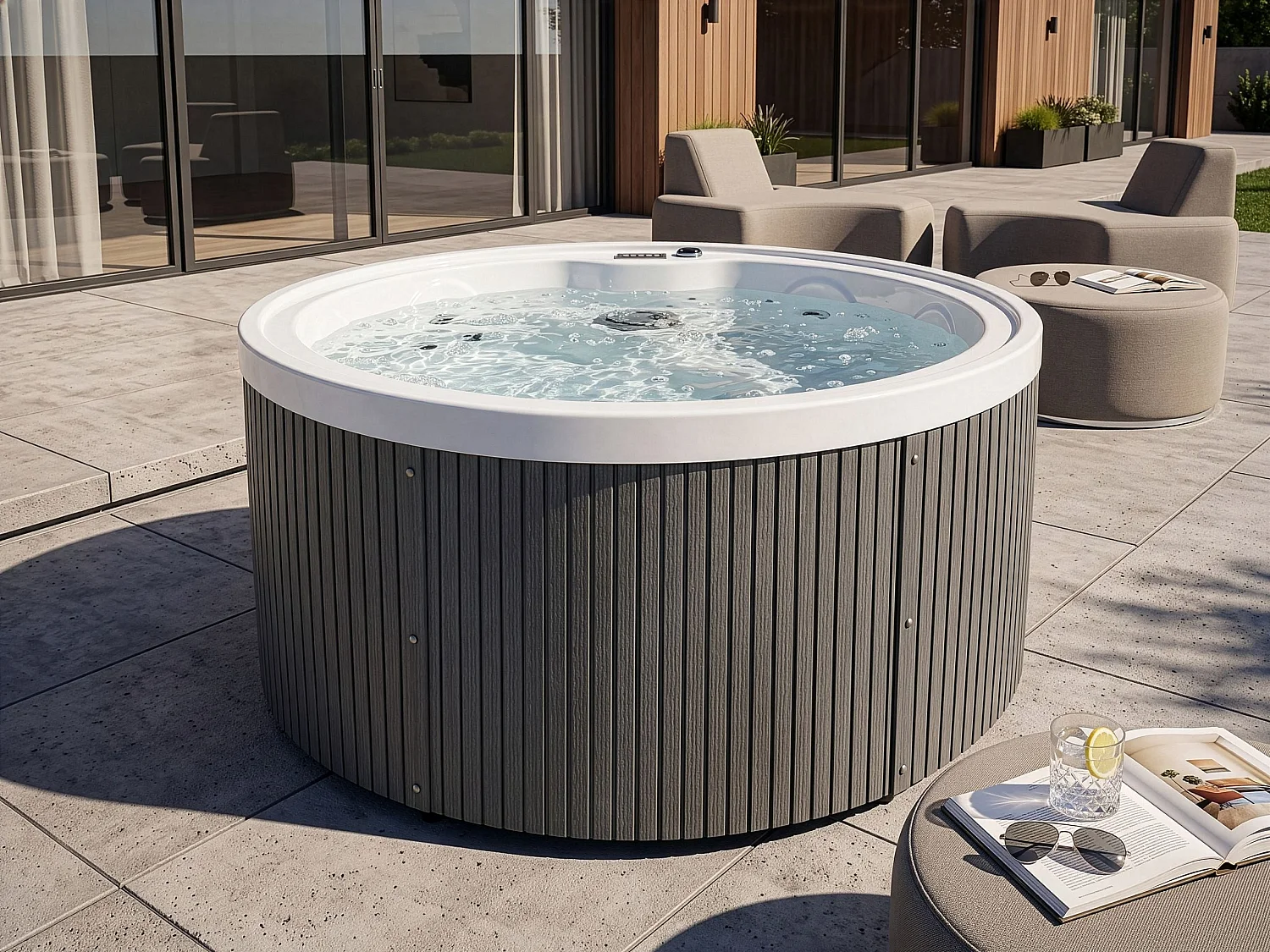 Spa d'extérieur avec LED MARFIL Gris foncé