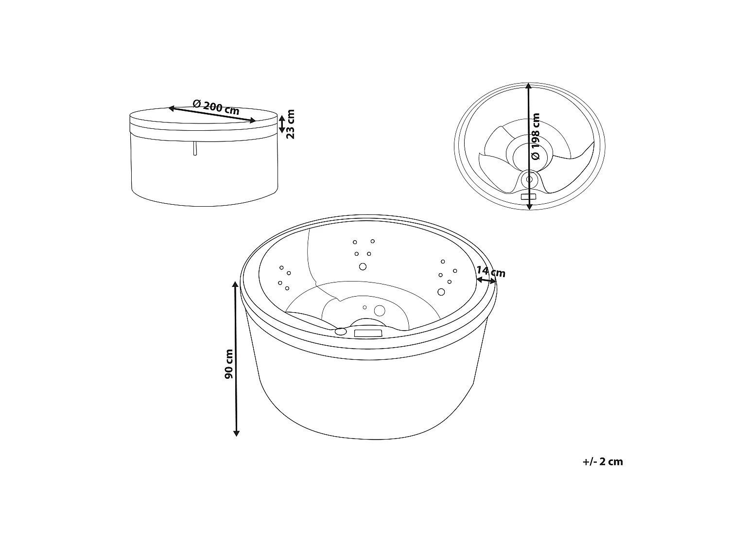 Spa d'extérieur avec LED MARFIL Gris foncé