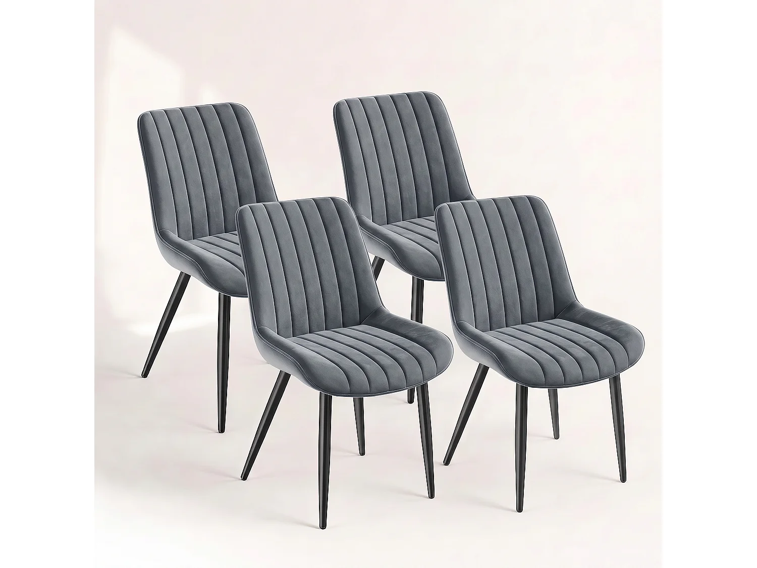 HavenlyHome - Lot de 4 Chaises Salle à Manger, Velours, Beige, Rembourrée,Dossier Ergonomique,Réglables,Pour Salon Chambre à Coucher