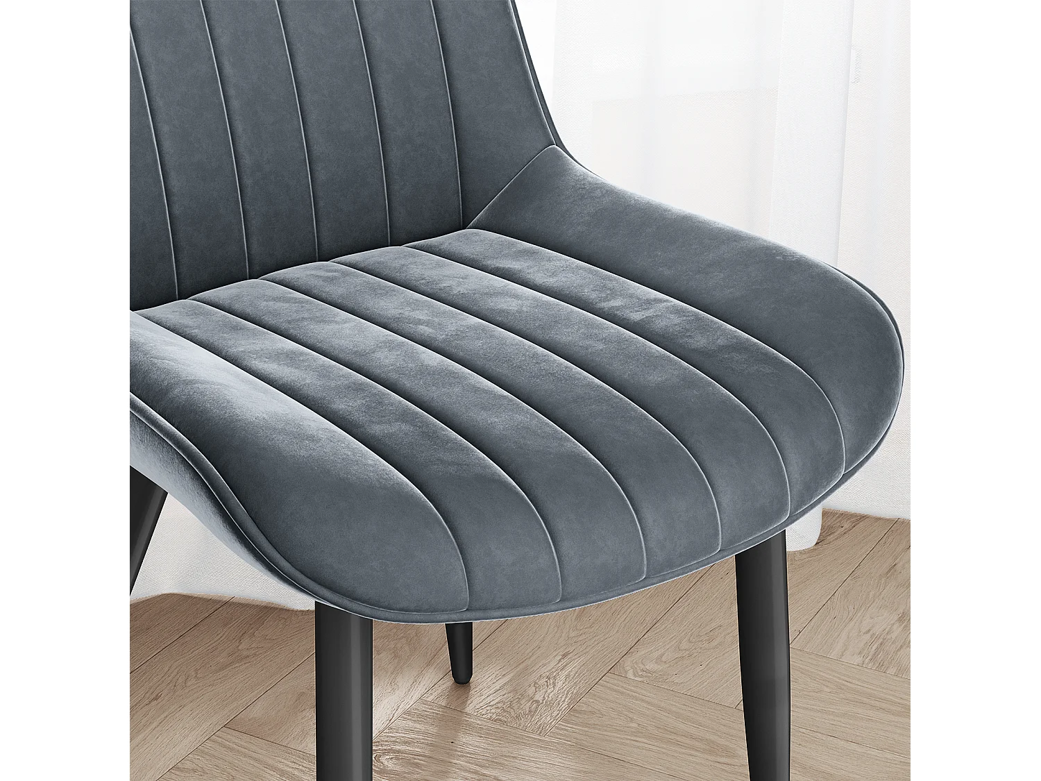 HavenlyHome - Lot de 4 Chaises Salle à Manger, Velours, Gris Foncé, Rembourrée, Ergonomique, Réglables, Pour Salon Chambre à Coucher