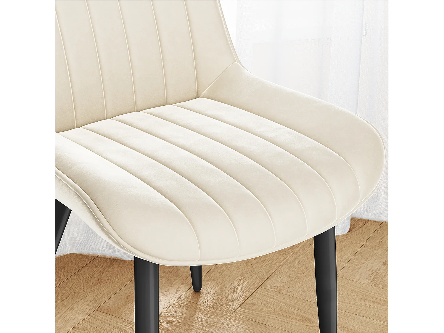HavenlyHome - Lot de 4 Chaises Salle à Manger, Velours, Beige, Rembourrée,Dossier Ergonomique,Réglables,Pour Salon Chambre à Coucher