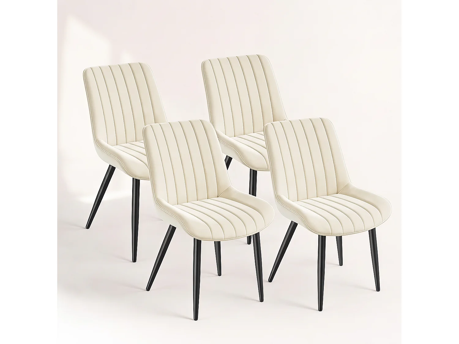 HavenlyHome - Lot de 4 Chaises Salle à Manger, Velours, Beige, Rembourrée,Dossier Ergonomique,Réglables,Pour Salon Chambre à Coucher